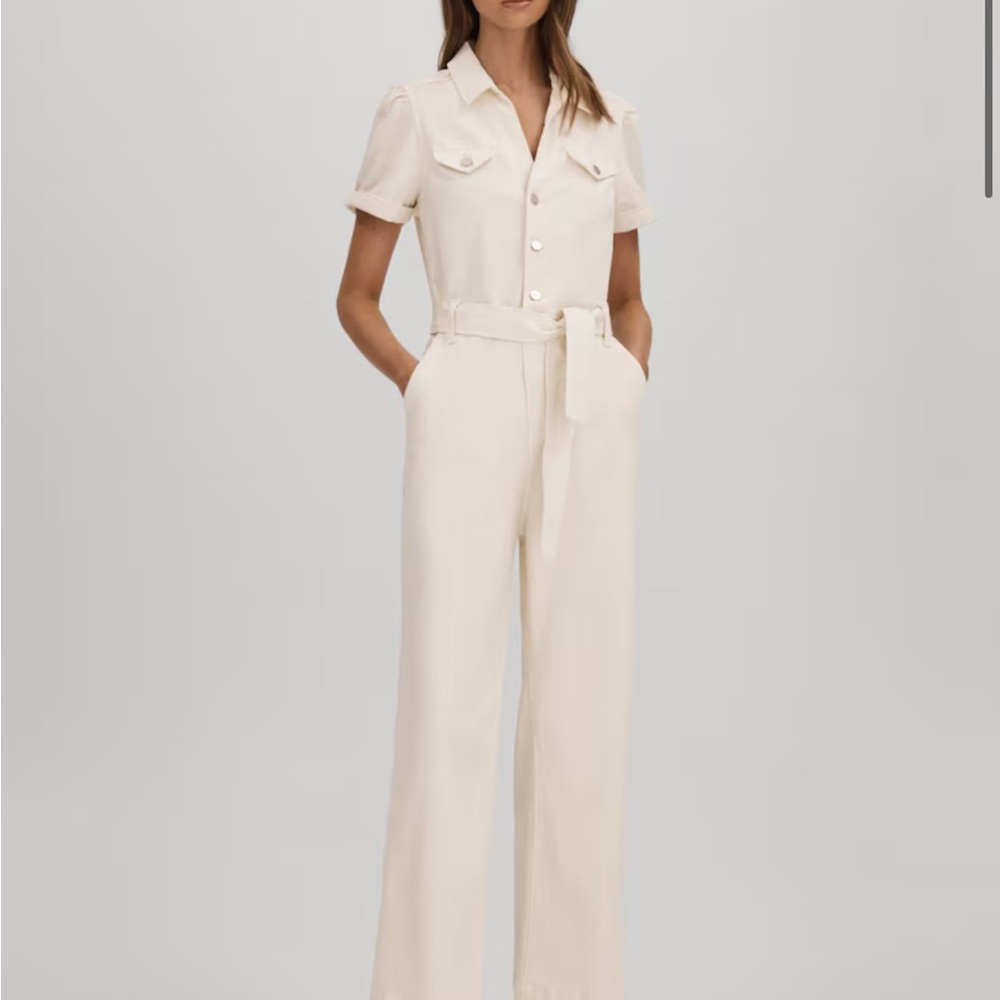 PAIGE Anessa Puff Sleeve Cream Jumpsuit with Belt